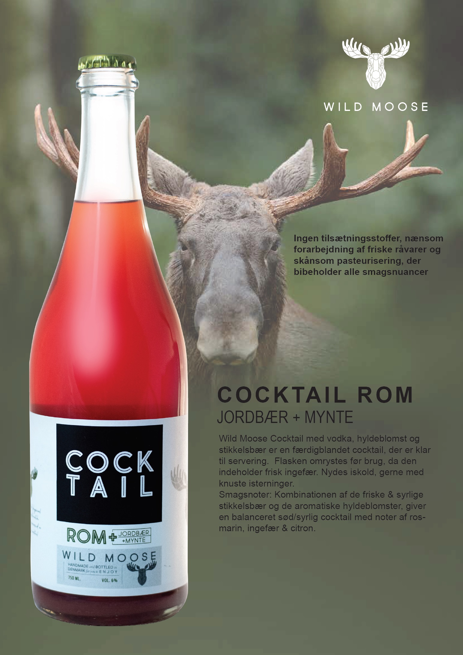 75543 Cocktail Rom Jordbaer Mynte Wild Moose